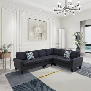 Modern Dark Grey Microfiber 4-Piece Sofa Set, Upholstered Couch for Living Room Bedroom Apartment, Sturdy Comfortable Home Furniture