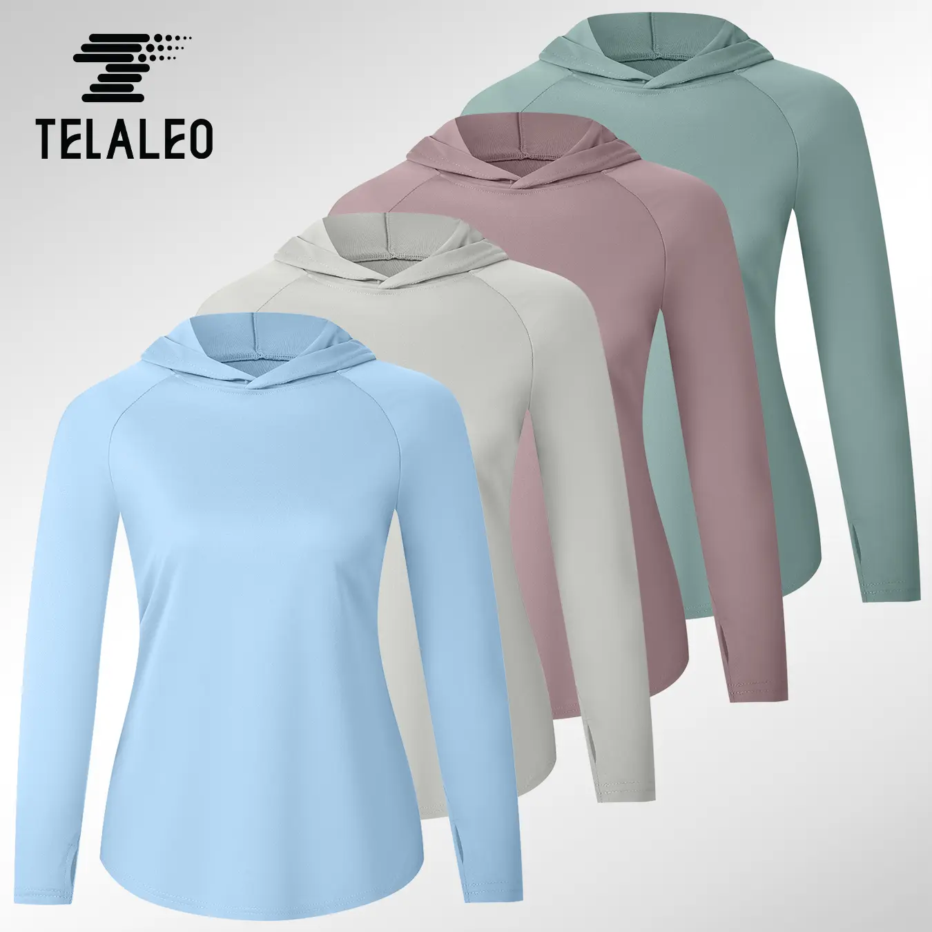 TELALEO 4 value pack Women’s Quick Dry Running Hoodie – Lightweight Long Sleeve Workout Tops with Thumb Holes, Sun Protection Hooded Jacket outdoorfun summerwins,travel essentials,camping essentials