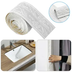 91"x3.1" Self Adhesive Foam Molding Trim - Flexible Wallpaper Border Sticker,3D Sticky Wall Lines for Home Office Decoration,DIY Project Tool,Corner Protector