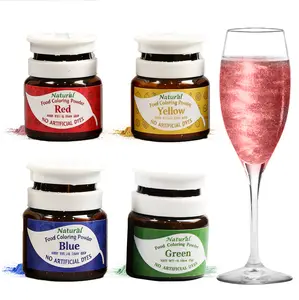 Natural Edible Glitter  4-Color Set (5g/Jars) Food Coloring, Water-Soluble Food-Grade Sparkle Powder for Baking, Cake Decorating, Frosting, Drinks & Desserts