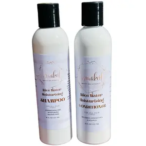 Msmakeit  Rice Water Moisturizing Sulfate Free Shampoo & Conditioner Duo with flax oil  Set - Creamy Non-Drying Combo for Dry Brittle Hair and Scalp Gentle Cleanser Haircare Daily