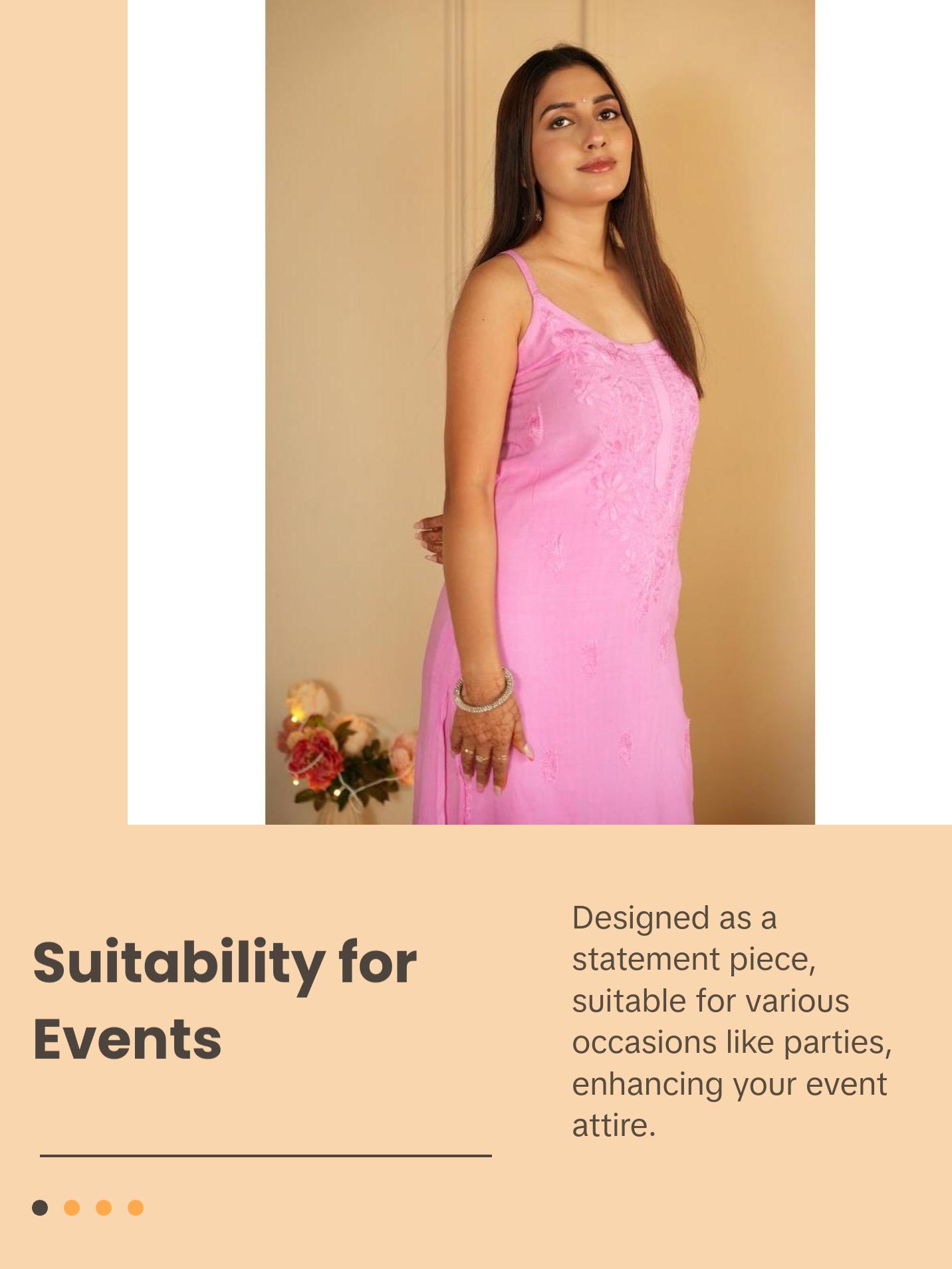 Zia noodle strap chikankari Set in pink