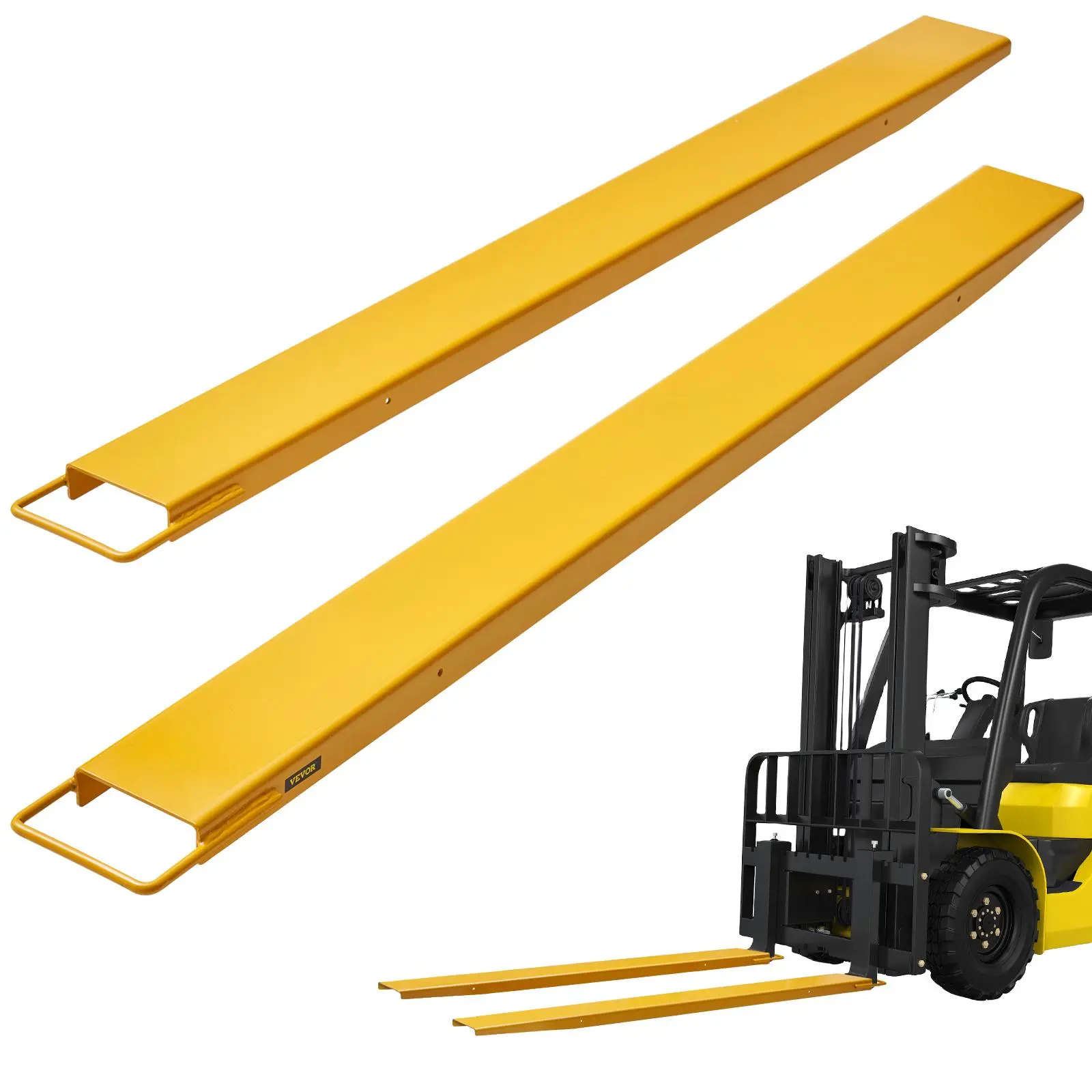 【SummerFinds】VEVOR Pallet Fork Extensions, 72" Length 4.5" Width, Heavy Duty Carbon Steel Fork Extensions for Forklifts, 1 Pair Forklift Extensions, Industrial Forklift Fork Attachments for Forklift Truck, Yellow
