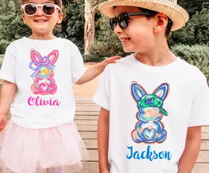 Personalized Easter 2026 Youth Shirt, Custom Name Bunny Shirt, Youth Easter T-Shirt, Sibling Easter Bunny Youth Name Tee