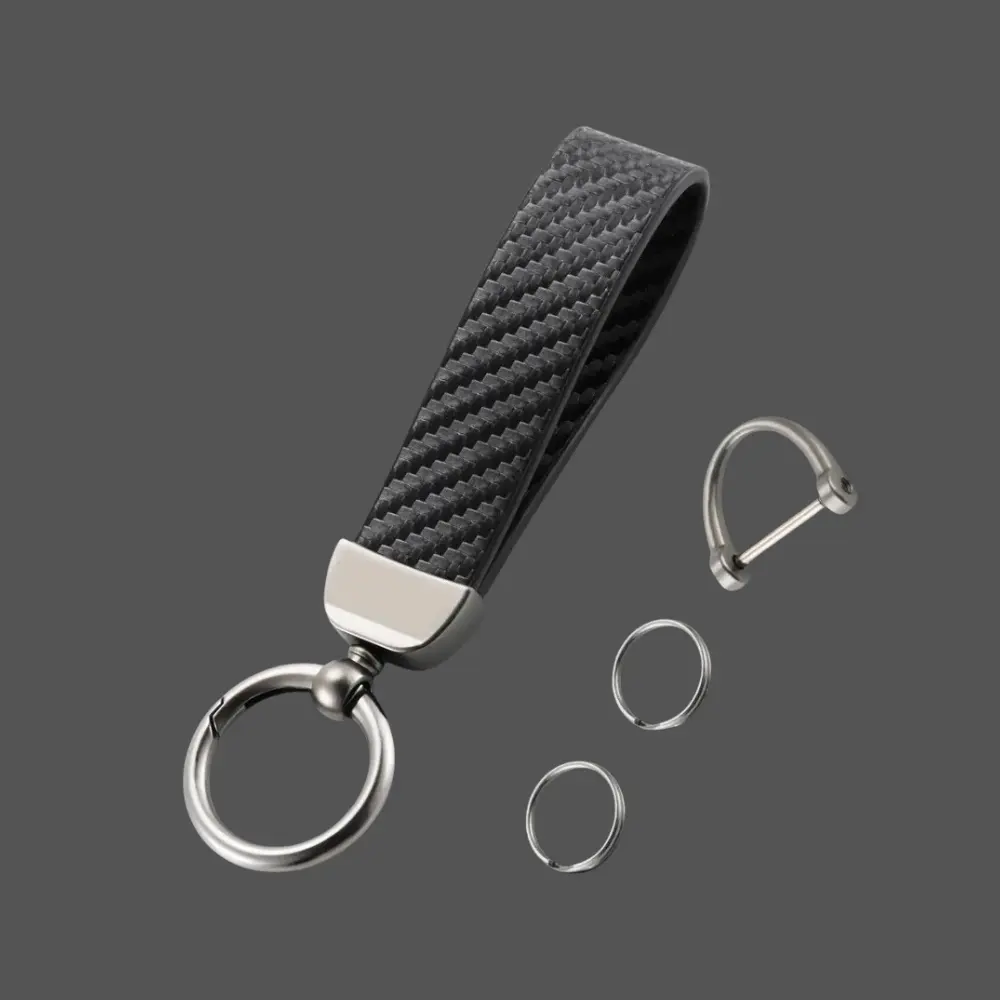 Tenacious Auto Apparel Carbon Fiber Car Keychain - EDC Gear, Checkered Design, Metal Rings, Bag Pendant, Logo-Compatible, Easter-Spring Gift for Car Enthusiasts with Multiple Logo Styles