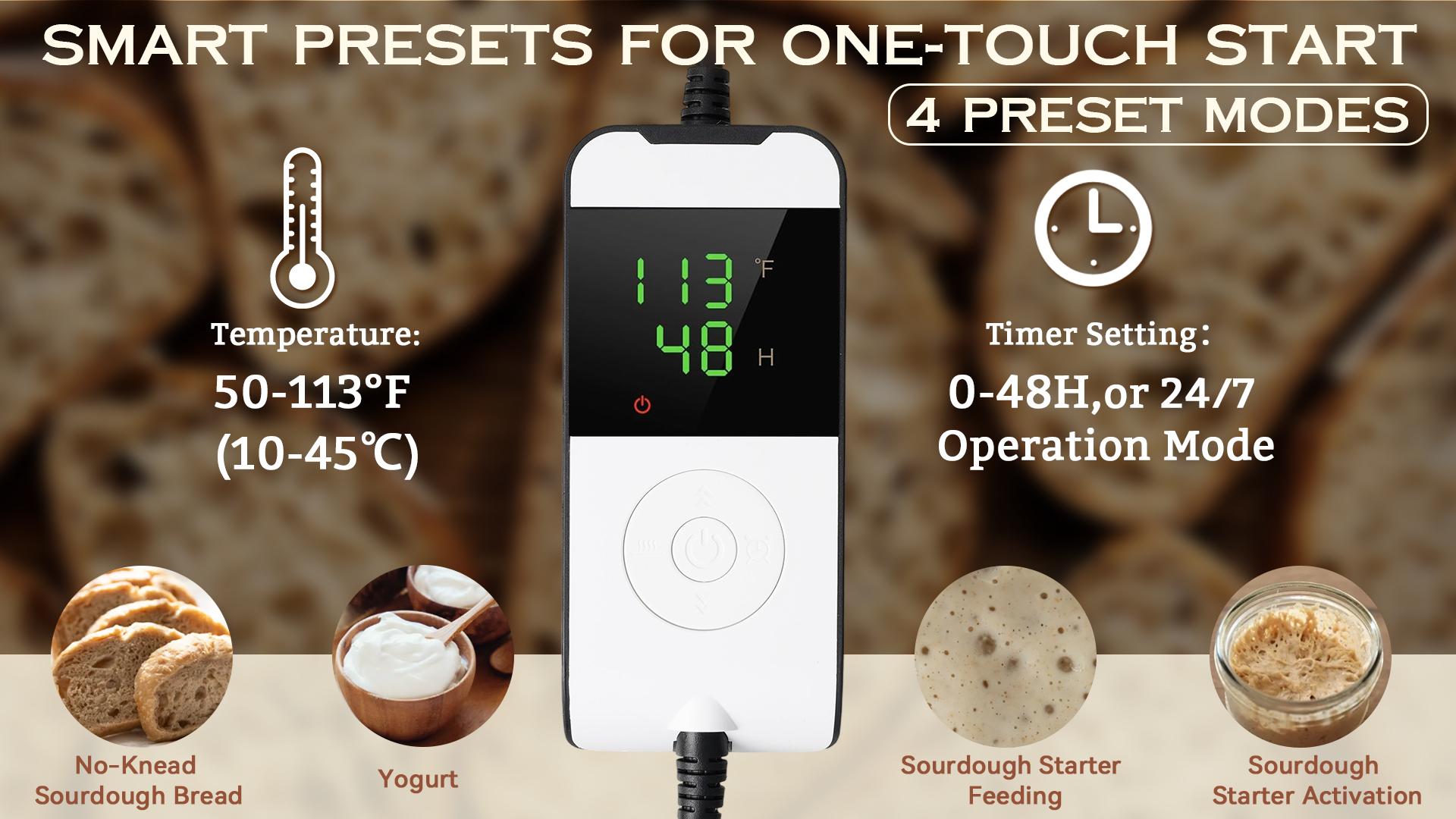 Folding Bread Proofing Box with (50-113°F)  Temp Control & 48H Timer, Proofing Box for Sourdough, Bread Baking, Pizza, Yogurt, Kombucha, Space-Saving & 5-Layer Fabric