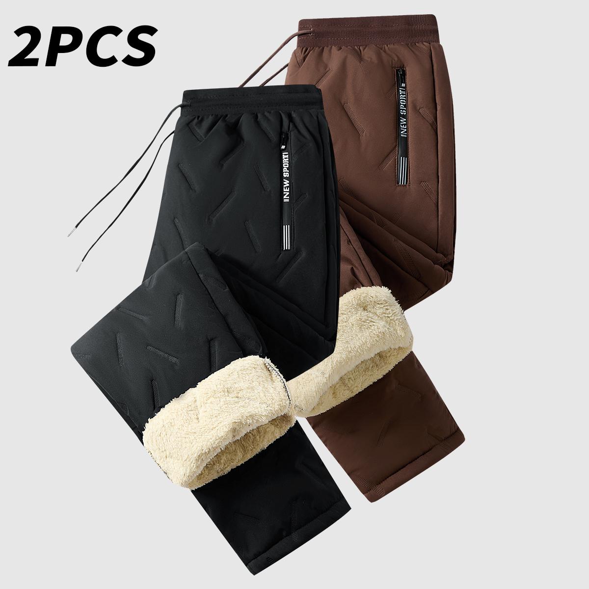 Men’s Warm Thermal Winter Snow Pants Ideal for Workouts & Outdoor Activities Machine Sweatpants Men Perfect for Extreme Cold Weather Layered Solid Color Design Regular Fit Menswear Top Stylish Trousers Men’s Casual Plain drawstring waistband