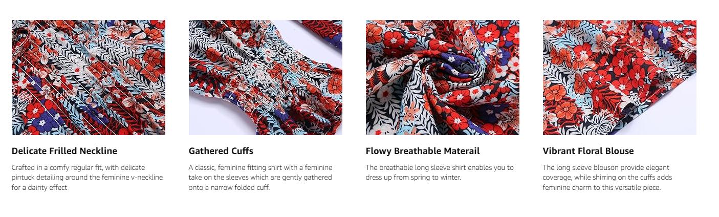 Womens Long Sleeve Tops Boho Floral Printed Blouses Casual V Neck Pleated Drawstring Peasant Shirts Womens Long Sleeve Tops Boho Floral Printed Blouses Casual V Neck Pleated Drawstring Peasant Shirts