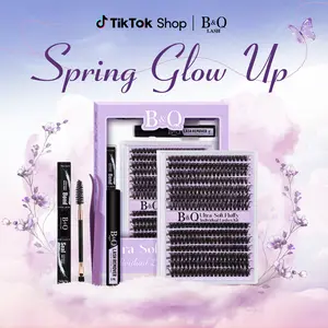 70D+90D Kit l B&Q 280pcs Ultra-Soft Wispy Mega Volume Lashes,D-Curl,Lash Bond & Seal for DIY Individual Lash Extension,Waterproof Long Lasting Makeup Comestic Salon-Look