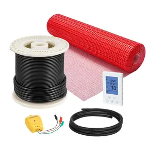 VEVOR 50 sqft Floor Heating Mat System,  120V Electric Radiant Heated Floor System, with Decoupling Membrane & Smart Control Thermostat & Alarm, Easy Installation for Tile, Stone, Vinyl