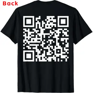 Men's Letter Print Round Neck Tee (2 SIDES) Funny QR Fck You Code Middle Finger Saying Quote T-Shirt KU7
