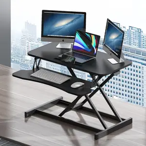 Standing Desk Converter, 32" Wide Height Adjustable Sit Stand Up Desk Riser with Keyboard Tray, Desktop Workstation Riser for Home Office Computer Laptop, Particle Board, White