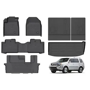 COLANAT for Honda Pilot 2009-2015 (Not 2016+) 3-Row Floor Mats & Cargo Liner Set, Fits All Trims LX EX EX-L SE Touring All-Weather 3D Scanned Heavy-Duty Waterproof High Edge Protection Family SUV Accessories