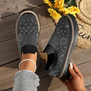 【Clearance Sale】Women's Platform Loafers Non Slip Comfortable Walking Shoes Breathable Slip On Casual Sneakers for Women Thick Sole Support All Day Wear All Season Fashion Flat Shoes