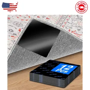 Premium Rug Grippers & Carpet Tape – 12PCS Square, 3.9 Inch