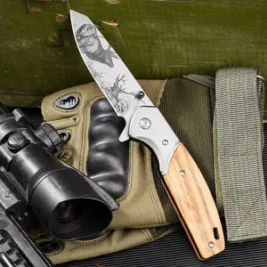 Premium Folding EDC Tool – 5Cr13MoV Steel Edge with Natural Olive Wood Handle, Lightweight Pocket Utility for Camping, Hiking, Fishing & Everyday Carry, Durable Outdoor Gear, Practical Gift Idea