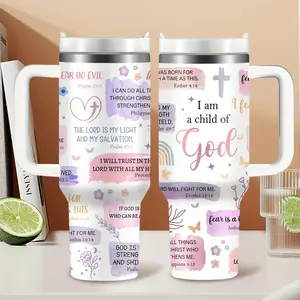 Traveler Tumbler  Inspirational Bible Verse Travel Mug 40 Oz BPA Free With Handle & Straw For Cars Water Bottles Outdoor Sports Drinkware Flasks Faith Gift Christmas & Thanksgiving Gift