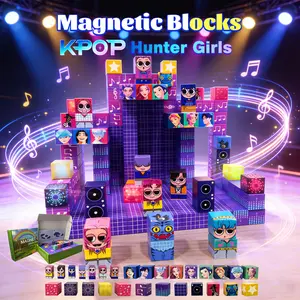 150PCS K-Pop Hunter Girl Team Magnetic Building Blocks with LED light-up pieces, Magnetized Construction Set, Fun and Educational Toy for Kids,erfect Easter gift