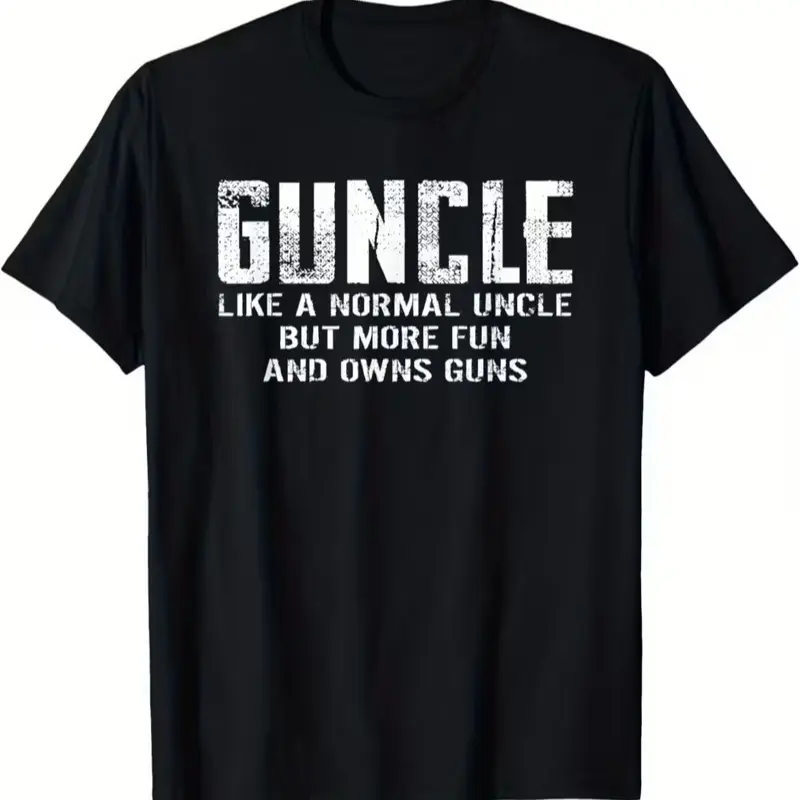 Funny Guncle Men's Black Cotton T-Shirt | Like Normal Uncle, More Fun Graphic Tee, Gun Owner Humor, Casual Wear, Unique Gift Idea