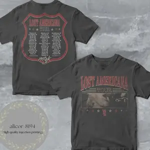 Machine Gun Kelly MGK Lost Americana Tour 2026 Merch Smoking Photo With City List Vintage T Shirt