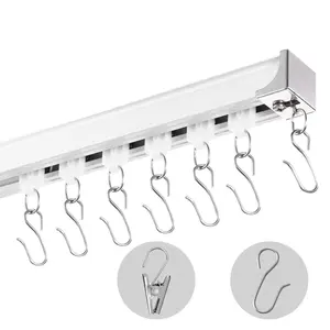 【Summervibes】VEVOR Ceiling Curtain Track Set, 17.7 FT/5.4 Meter, Sliding Ceiling Track System for Curtains, Room Divider Curtain Track Ceiling/Wall Mounted for Living Room Bedroom with Hooks and Hardware, White