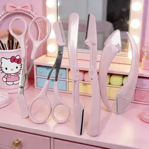 3-in-1 Eyebrow Grooming Kit: Stainless Steel Trimming Scissors with Comb & Safety Razor Set, Ambidextrous Hypoallergenic Shaping Tool with Safety Cover for Women & Men, Facial Hair Removal Makeup Accessories