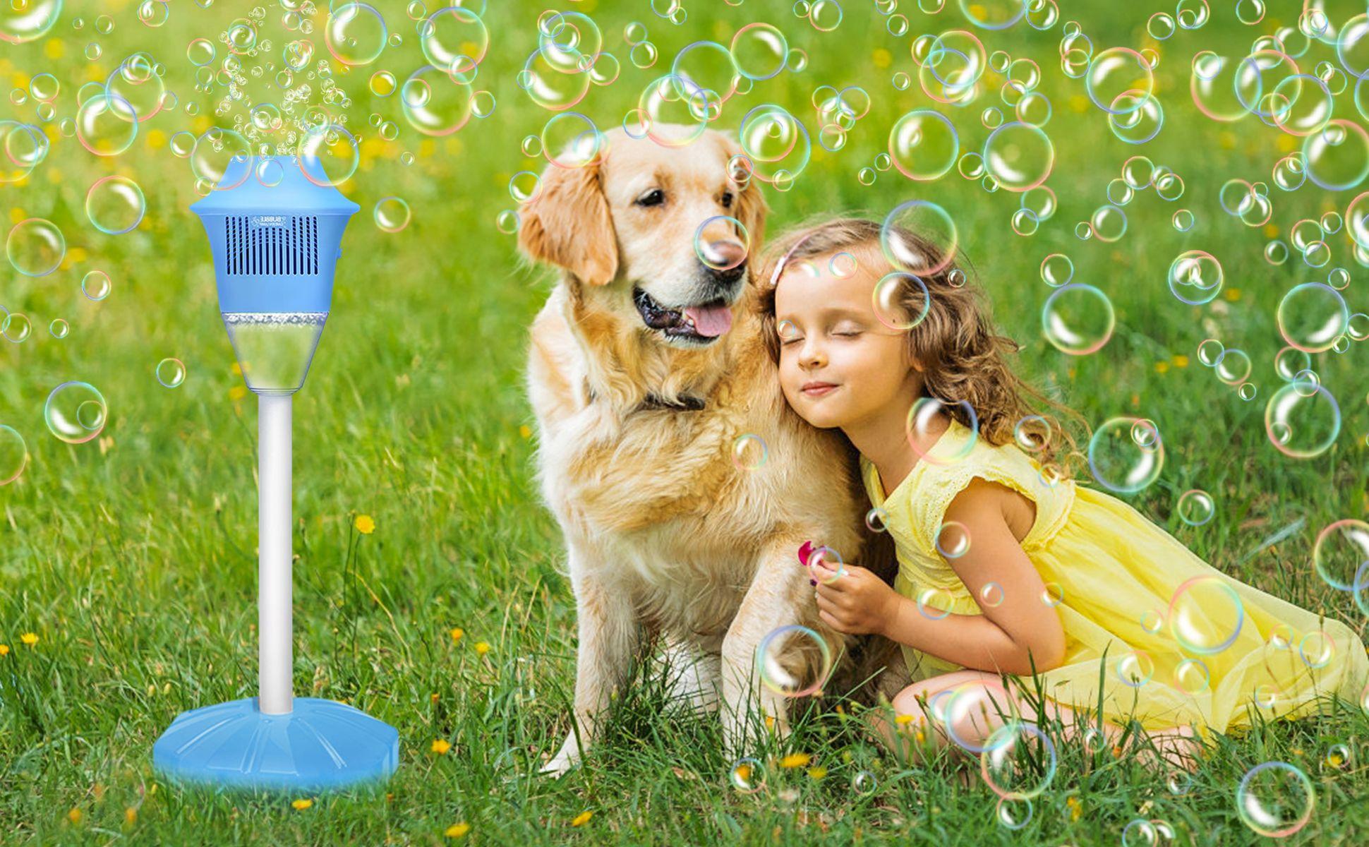 Portable Automatic Handheld Party Bubble Machine - Rechargeable Blower with Lights, Tornado Bubbles, Spring Summer Kids Outdoor Play Cool Gift