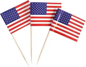 100 Pack USA American Flag US Toothpick Flags, Cocktail Picks Mini Stick Cupcake Toppers Country Picks Party Decoration Celebration Cocktail Food Bar Cake Flags (American) Newkita