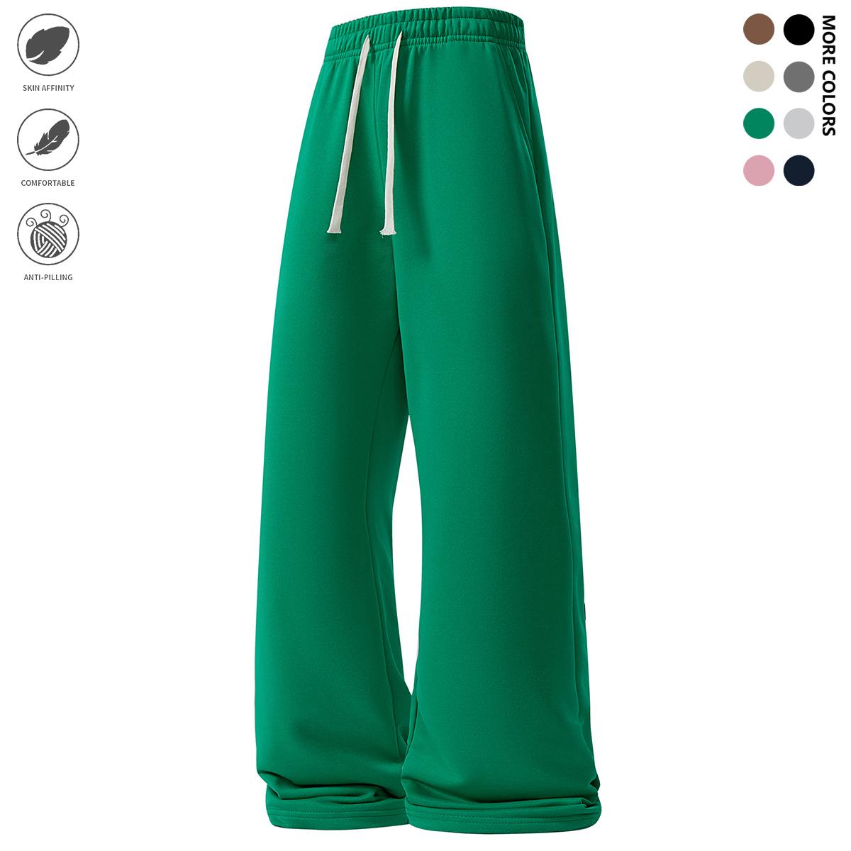 Men's casual sports pants, wide-leg pants, featuring an elastic waistband with drawstring design, casual sports pants suitable for running, fitness, and outdoor activities wear, sports pants, men's trousers