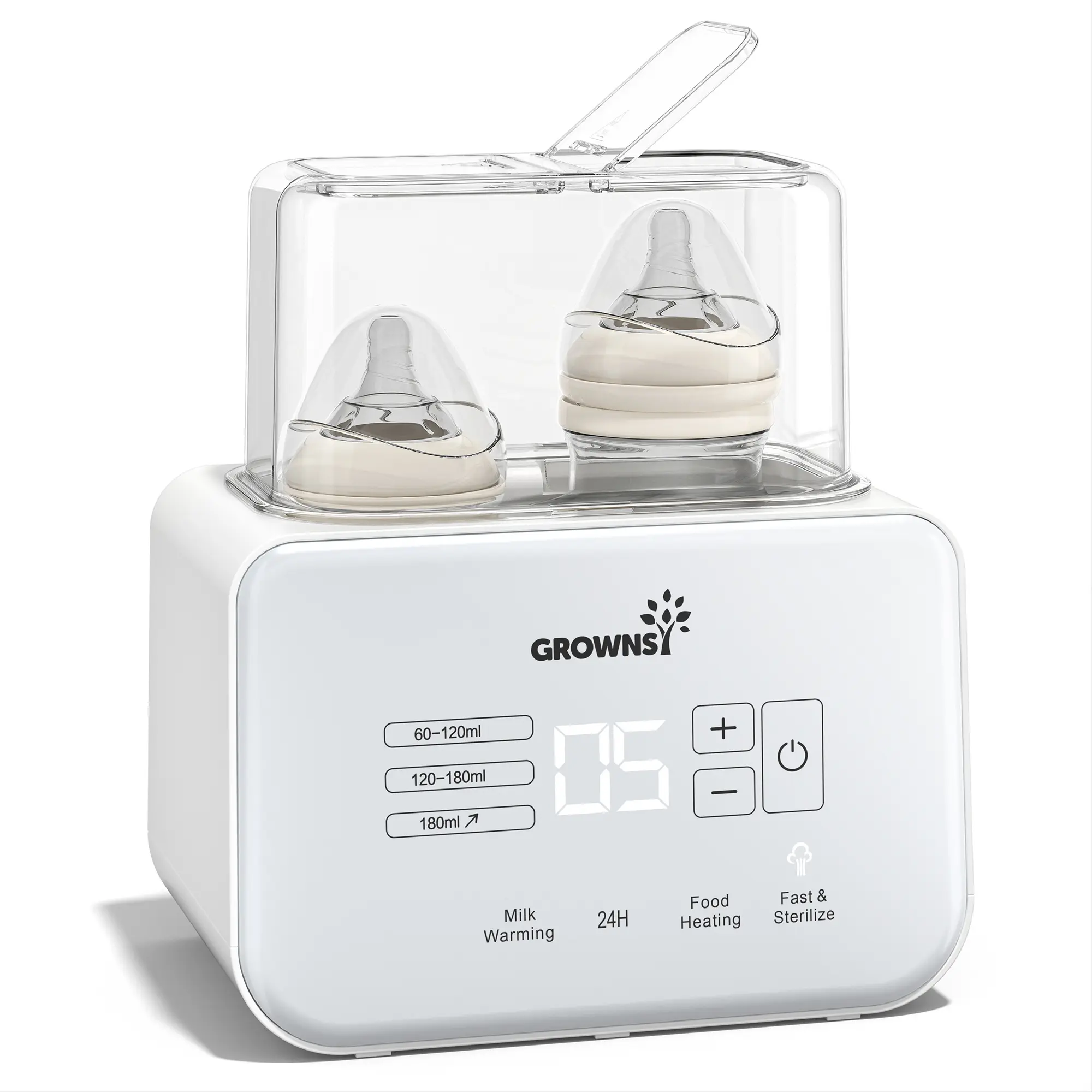 #SummerVibes Grownsy Baby Bottle Warmer 10-in-1 with LCD Display, Defrost, Sterilizing, Keep 24H, Double Bottle Warmer for Breastmilk & Formula, 2024