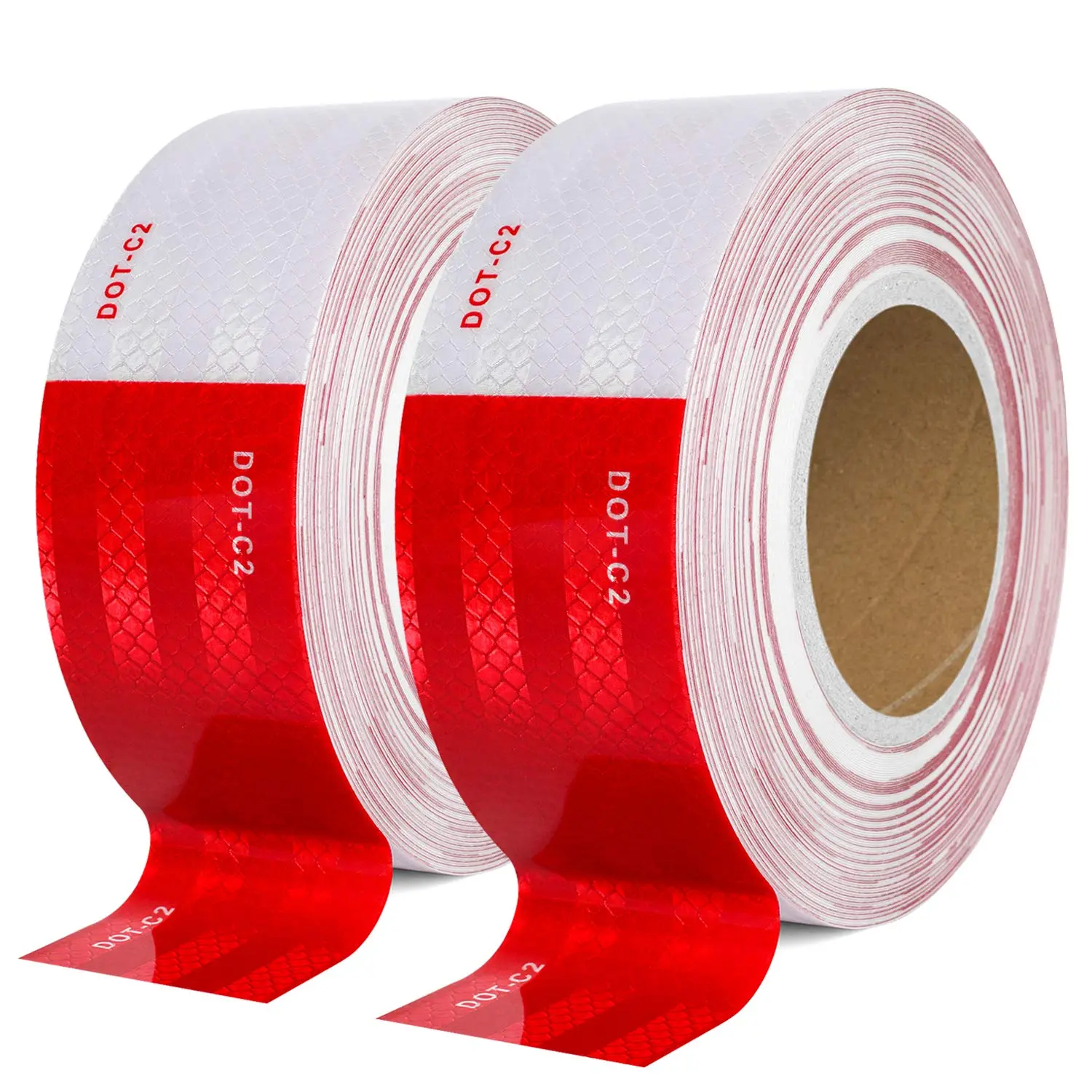 DOT-C2 Reflective Tape 2 Inch x 65 Feet Red White Reflective Tape Outdoor Waterproof Conspicuity Strong Adhesive Reflector Tape Warning Safety Tape for Vehicles Trailers Boats Signs Decal Car Accessories