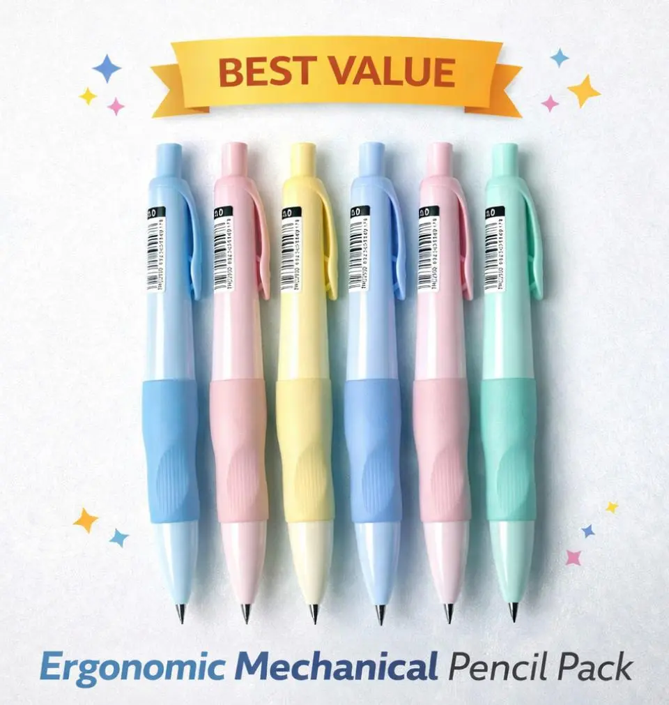 3-Pack/6-Pack Mechanical Pencils, 2.0mm Posture Correction Pencils for Kids, Break-Resistant Lead, Automatic Writing Pencils for Elementary Students & Handwriting Practice Aesthetic Pens Funny Teacher Pens