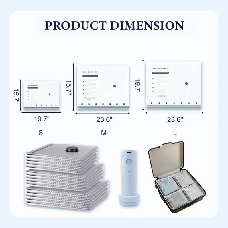 【2026 Upgraded】Cordless Travel Vacuum Storage Compression Bag Set with Rechargeable air Pump 9/15 Pack Waterproof & Reusable Compression Packing Bags for 2 Size,140L/Min Powerful Air Removal，Perfect for Carry-On Suitcases,Valentine's Day gift