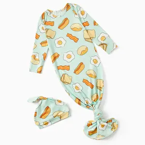 PatPat Baby Sleeper Gown with Bamboo Viscose for Newborn Girls Boys Knotted Nightgown with Mittens for Infant Home Coming