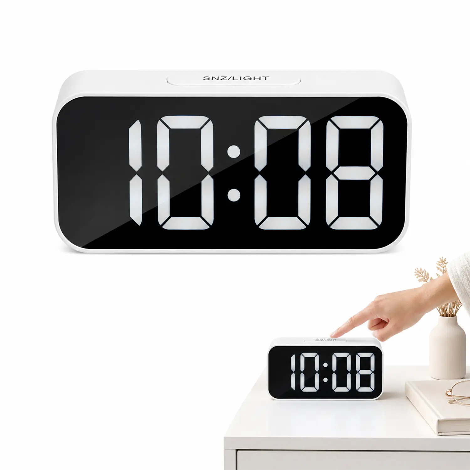 Multifunctional Date Smart Digital Alarm Clock - USB-C & Battery Dual Power USB Powered Clock with Temperature, 12/24H Display, Alarm for Waking Up, Home Bedside Desk Decor for Bedroom Office