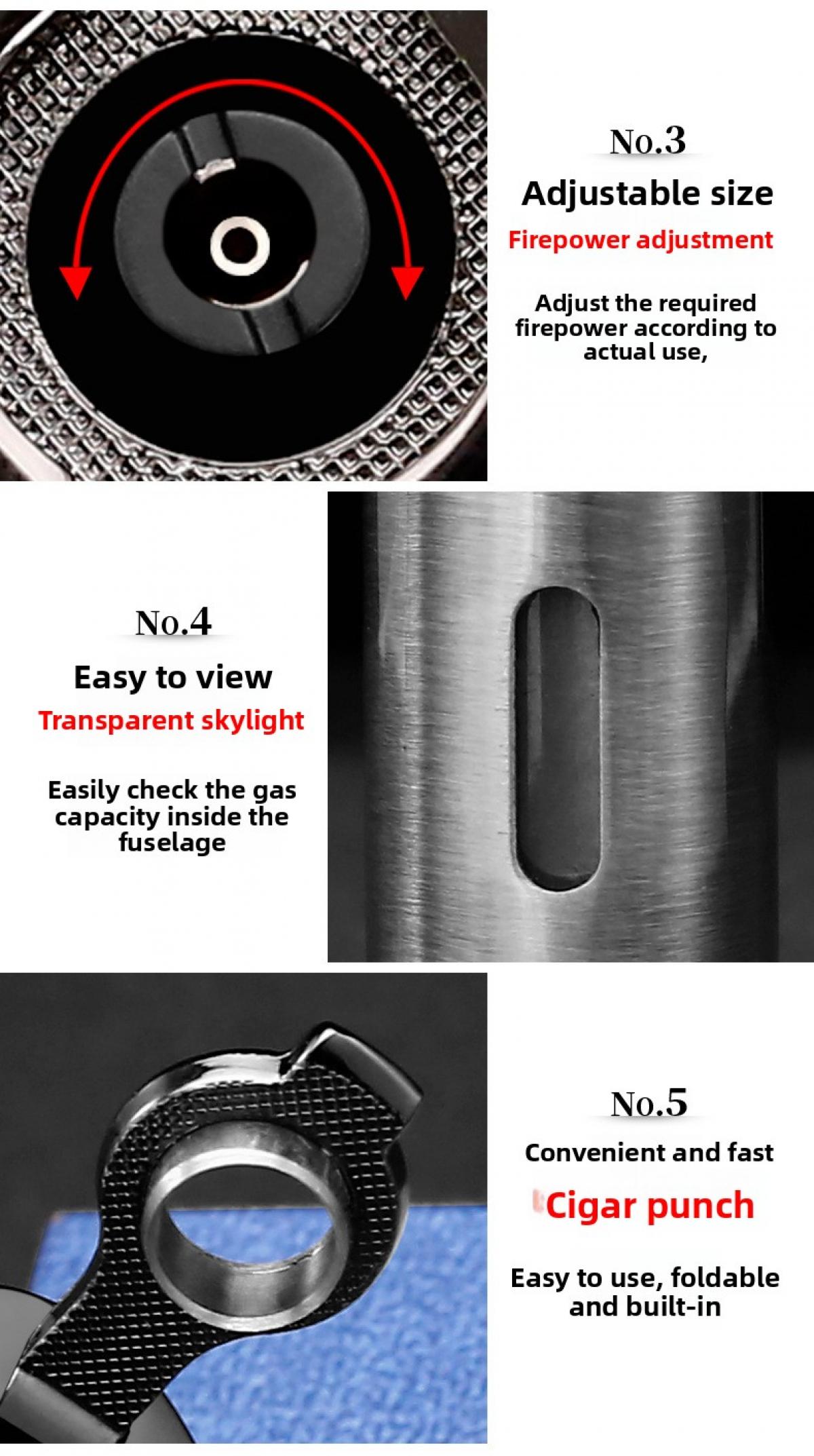 Refillable Windproof Gas Torch Lighter with Fuel Gauge & Multi Tool, Perfect for Candles, Camping, Grilling, BBQ & Gifting (Without Fuel)