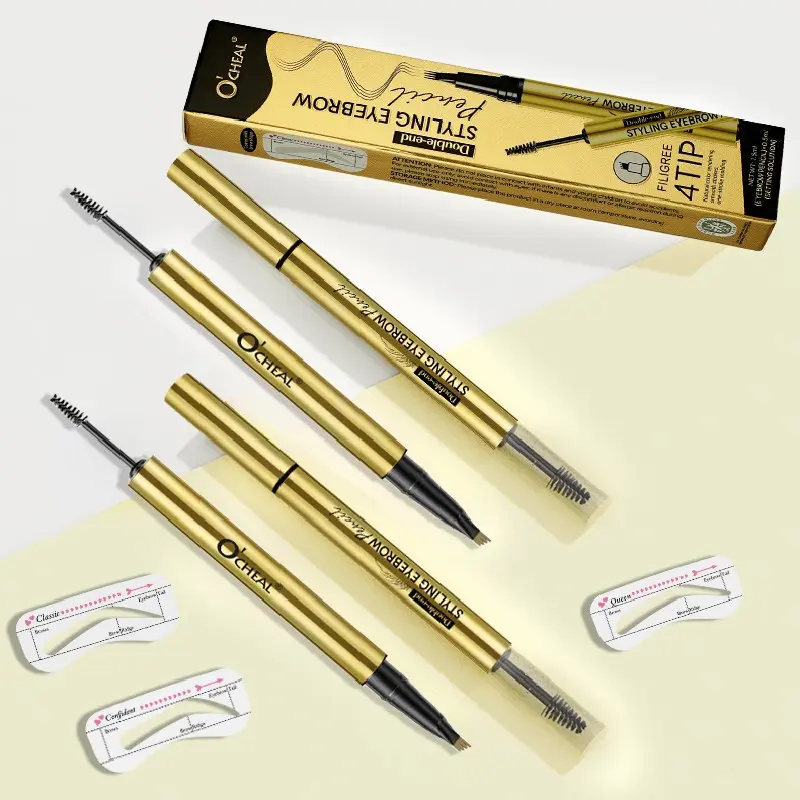2-in-1 waterproof brow pen Eyebrow Pen,5Pcs,Dual-Ended Eyebrow Pencil with 4-Fork-Tip & Gel Eyeliner for Women, Eye Brow Pen with Gel Eyeliner Pencil, Microblading Eyebrow Pencils with Hair Like Strokes