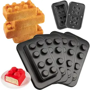 CucinaPro Brick Building Cake Pan Mold, 4 Pack- Build, Decorate, Stack 9" 3D Shaped Cakes - Adult Birthday Parties, Special Occasion or Celebration Gift, Easy to Use Non Stick Oven Bakeware