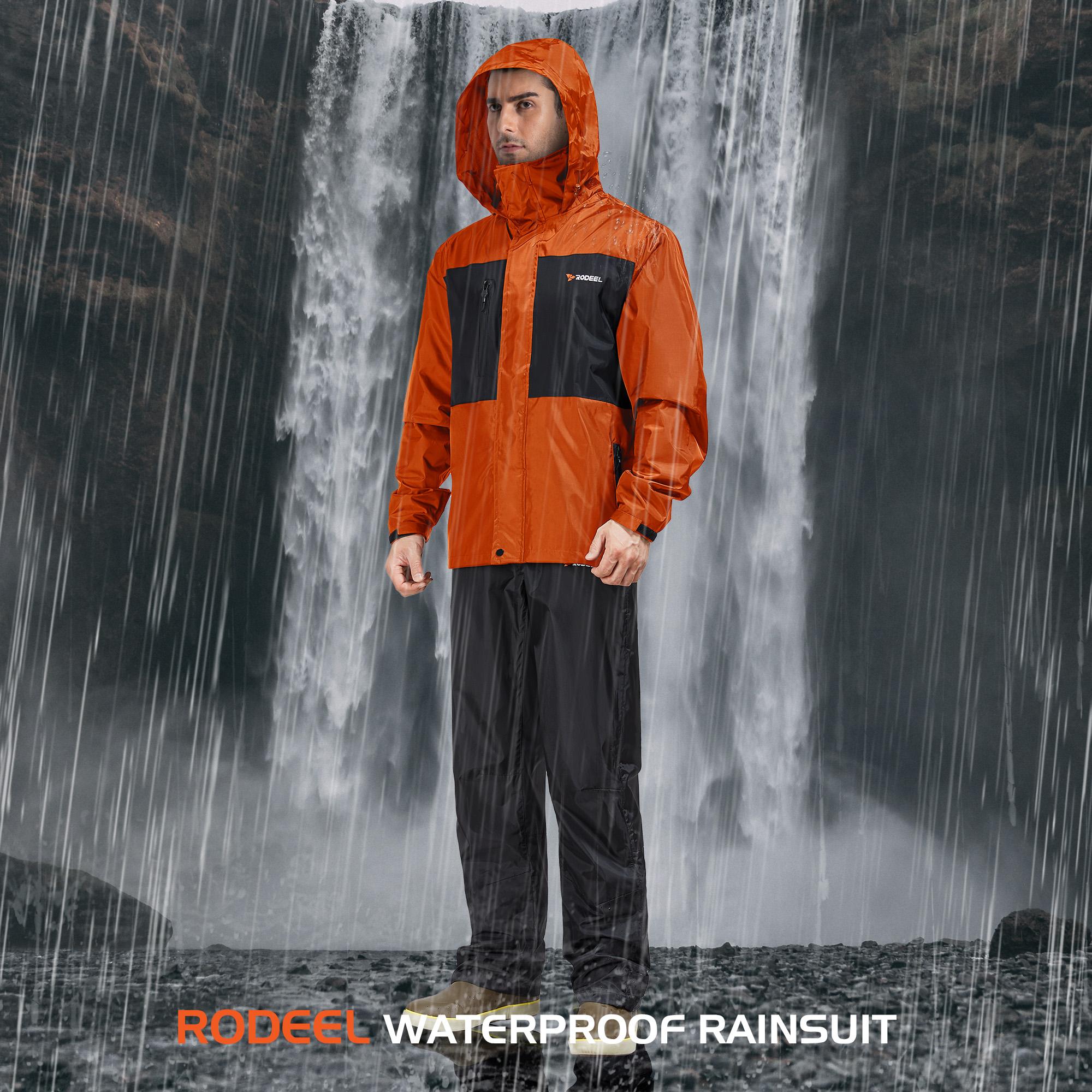 【RODEEL】702 Waterproof Jacket and Pants Set Men Lightweight Breathable Full Zip Hooded Rain Coat Durable Rain Suit Weatherproof Rainwear Windbreaker For Outdoor Sports Hiking Fishing Boating Construction Roofing Landscaping Gardening, Holiday Gift 【RODEEL】702 Waterproof Jacket and Pants Set Men Lightweight Breathable Full Zip Hooded Rain Coat Durable Rain Suit Weatherproof Rainwear Windbreaker For Outdoor Sports Hiking Fishing Boating Construction Roofing Landscaping Gardening, Holiday Gift