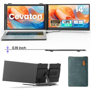 【TikTokShopSpringGlowUp】Cevaton Ultra-Slim Laptop Screen Extender, 14" FHD 1080P Portable Monitor for Laptop, 1.3lbs Lightweight Single Monitor Extender Plug & Play for 13"-17" Laptops（not include computer）, Compatible with Wins/Mac/Android/Chrome