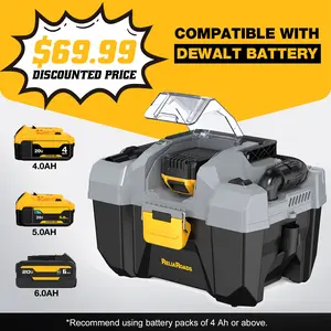 20V Cordless Vacuum Cleaner-Wet/Dry Shop Vac,2.6 Gallon Capacity,Compatible with DeWALT Batteries (Battery Not Included),Ideal for Cleaning Car,Home Spaces,and Workshops RCSV-20