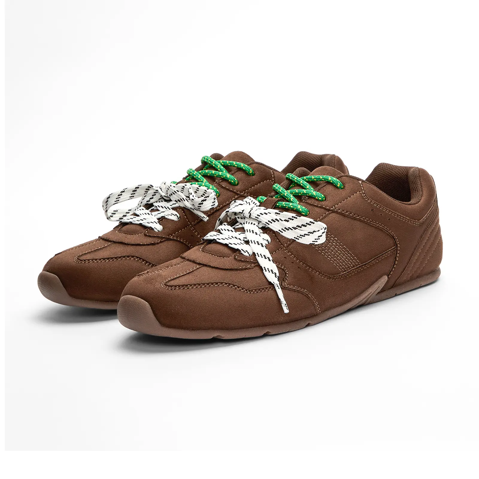 JUST FAB Women's Brown Retro Sneakers Dual Lace-Up Suede Low-Top Shoes for Streetwear & Everyday Memory Foam Insole Lightweight Non-Slip Versatile Walking Shoes Girl Footwear Memory Foam Lightweight