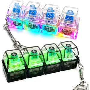 Keyboard Fidget Toy for Adult Kids glowing  Clicker Keyboard Fidget Keychain with LED Lights 4-in-1 Loud Stress Relief Fidget Keyboard for Anxiety Decompression mechanical keyboard with Removable Battery
