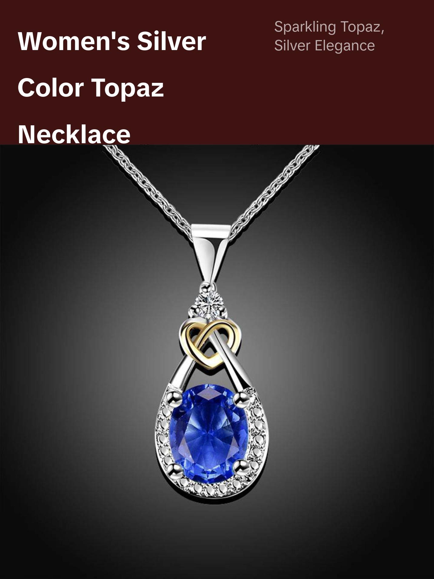 Women's Sterling Silver Topaz Stone Necklace