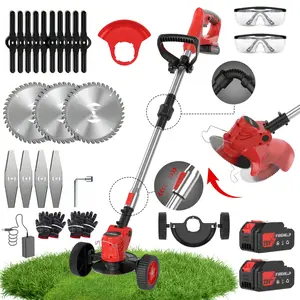 3-in-1 Cordless Lawn Mower and Trimmer - Electric trimmer, edge trimmer, and bush cutter with adjustable height and rotating head, 2 high-capacity batteries, easy to install and lightweight design, perfect for small patios and terraces.