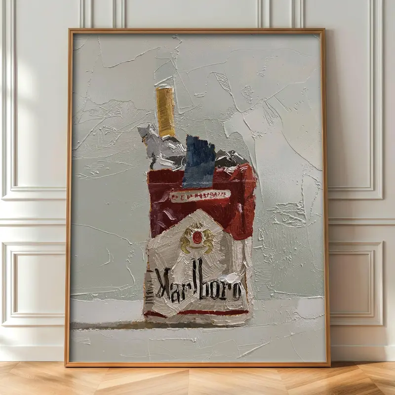Vintage Marlboro Style Pinup Poster, Retro Tobacco Ad Art