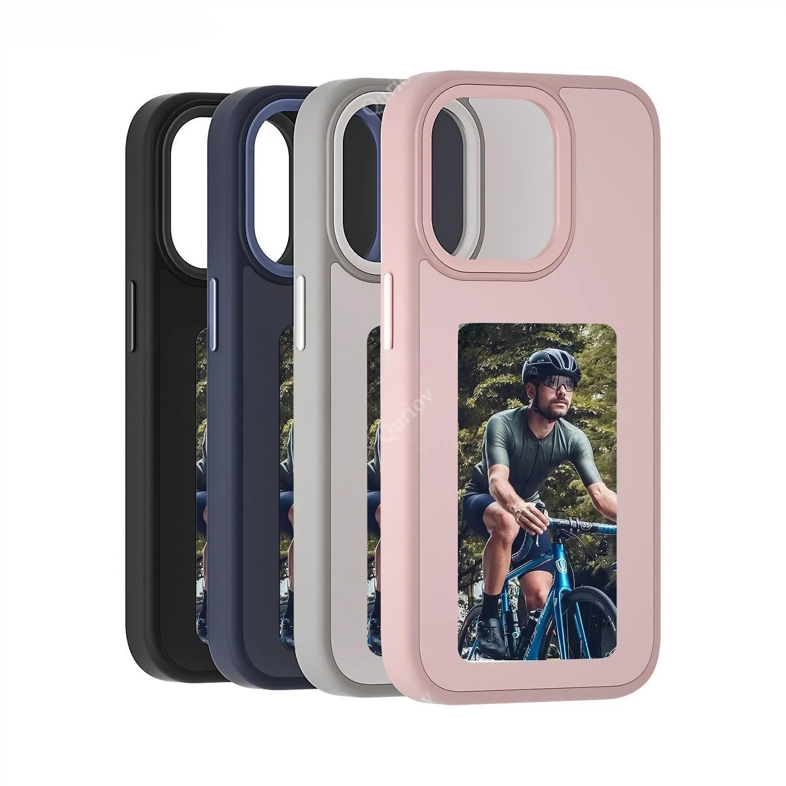Quriov Inksnap Smart Electronic Ink Screen Case for iPhone 13-17 Pro/Pro Max - TPU/Polycarbonate Multi-Model Protection Cover, NFC Wireless Custom Image Display, Black Cellphone Smartphone Accessory
