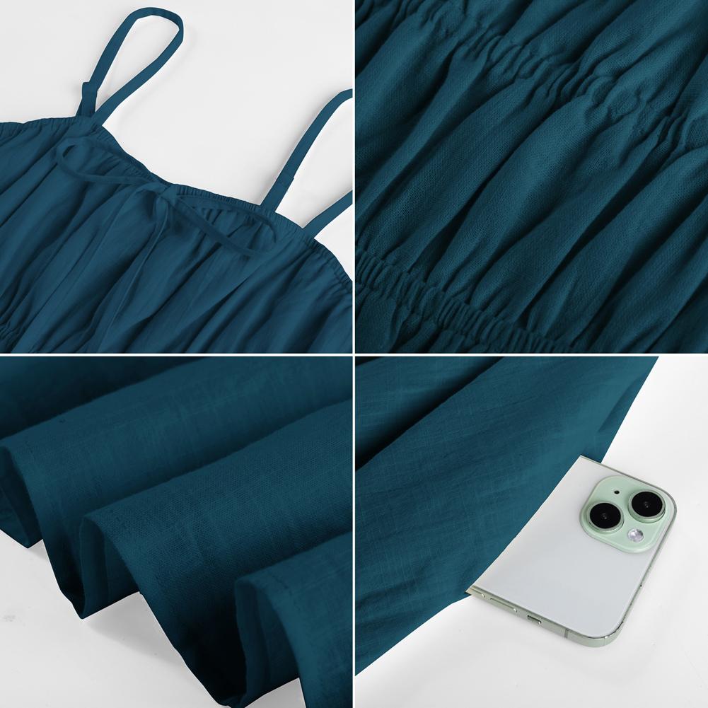 Women's Summer Dress A-Line with Spaghetti Straps Elegant Cotton Knee-Length Festive Sleeveless Smocked Ruffle Casual Dress Beach Dress SpringStatements