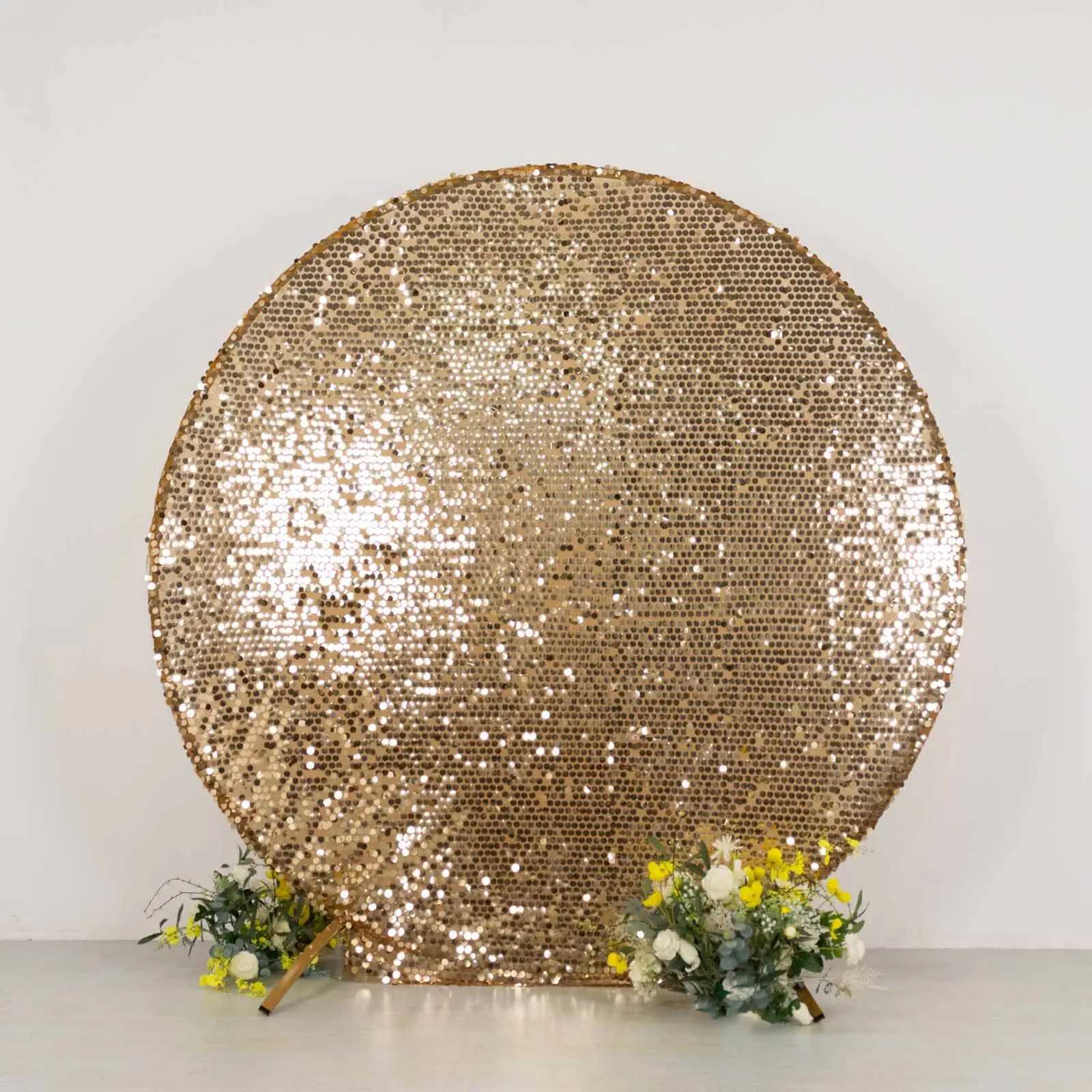 Sparkly Gold Big Payette Sequin Backdrop Stand Cover for 7.5ft Round Top Wedding Arch, Party Decorations Banners, Sequins Decoration, Shimmer Wall for Event Planners, Shimmer Wall Backdrop, Wedding Arched Backdrop