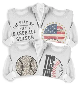 Vintage Baseball Sweatshirt Retro Baseball Game Sports Pullover Camo Baseball Sweater Flag USA Baseball Crewneck Casual Unisex Top FGRH